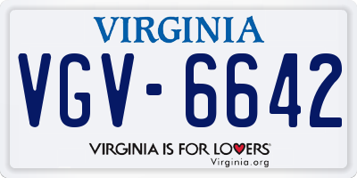 VA license plate VGV6642
