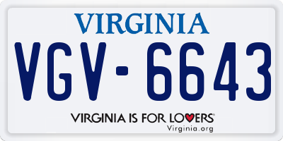 VA license plate VGV6643