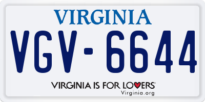 VA license plate VGV6644