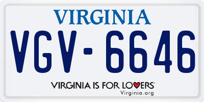 VA license plate VGV6646