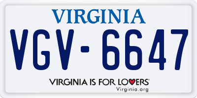 VA license plate VGV6647