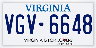 VA license plate VGV6648
