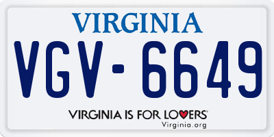 VA license plate VGV6649