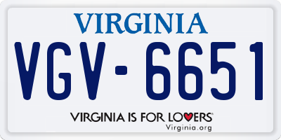 VA license plate VGV6651