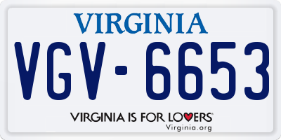 VA license plate VGV6653