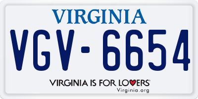 VA license plate VGV6654