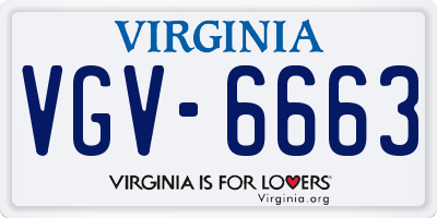 VA license plate VGV6663