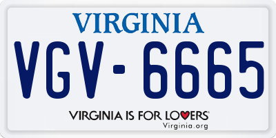 VA license plate VGV6665