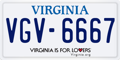 VA license plate VGV6667