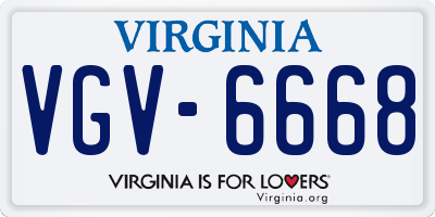 VA license plate VGV6668