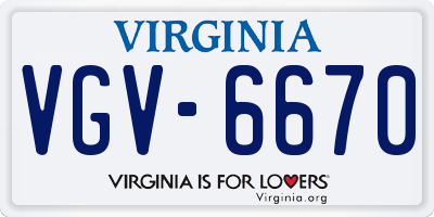 VA license plate VGV6670