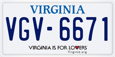 VA license plate VGV6671