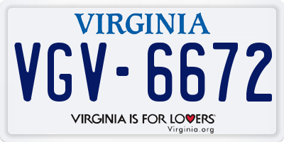 VA license plate VGV6672