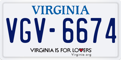 VA license plate VGV6674