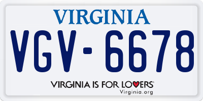VA license plate VGV6678