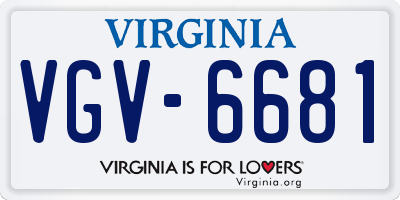 VA license plate VGV6681