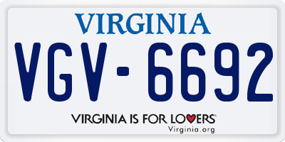 VA license plate VGV6692