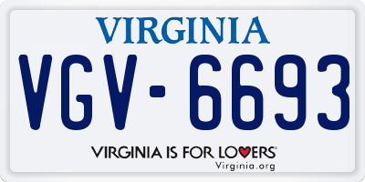 VA license plate VGV6693
