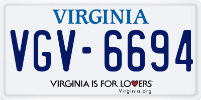 VA license plate VGV6694