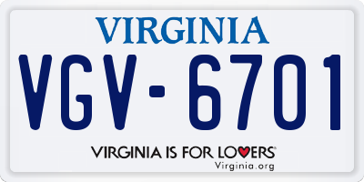 VA license plate VGV6701