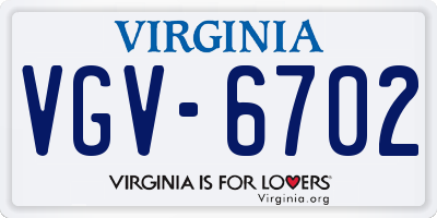 VA license plate VGV6702