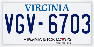 VA license plate VGV6703