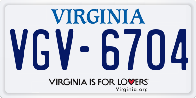 VA license plate VGV6704