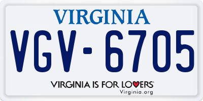 VA license plate VGV6705