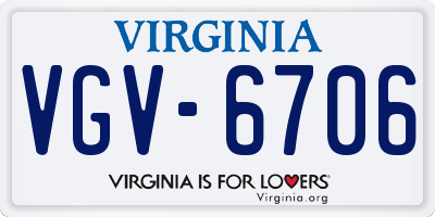 VA license plate VGV6706