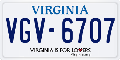 VA license plate VGV6707