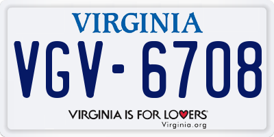 VA license plate VGV6708