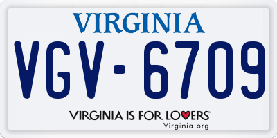 VA license plate VGV6709