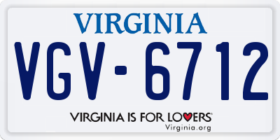 VA license plate VGV6712
