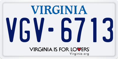 VA license plate VGV6713