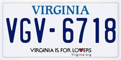 VA license plate VGV6718