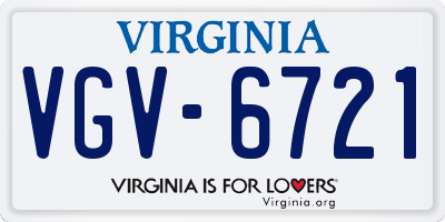 VA license plate VGV6721
