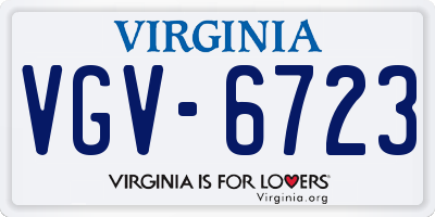 VA license plate VGV6723