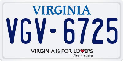 VA license plate VGV6725