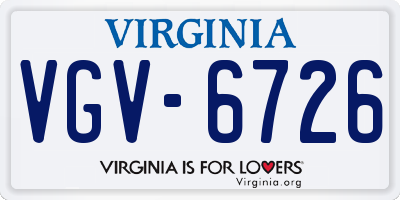 VA license plate VGV6726
