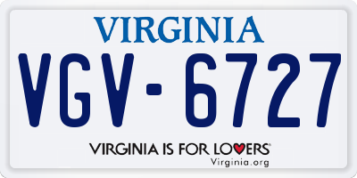 VA license plate VGV6727