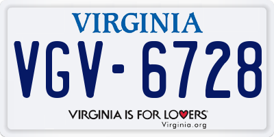 VA license plate VGV6728