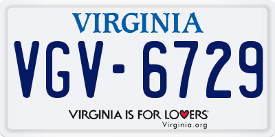 VA license plate VGV6729