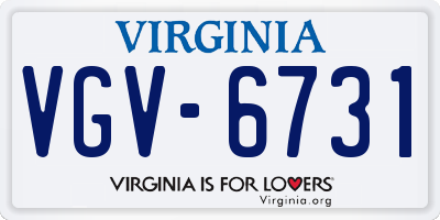 VA license plate VGV6731