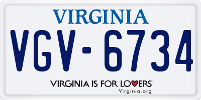 VA license plate VGV6734