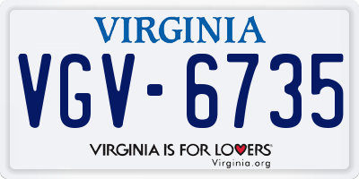 VA license plate VGV6735