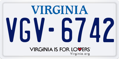 VA license plate VGV6742