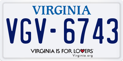VA license plate VGV6743