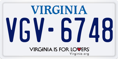 VA license plate VGV6748