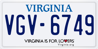 VA license plate VGV6749