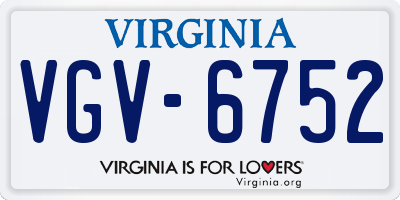 VA license plate VGV6752
